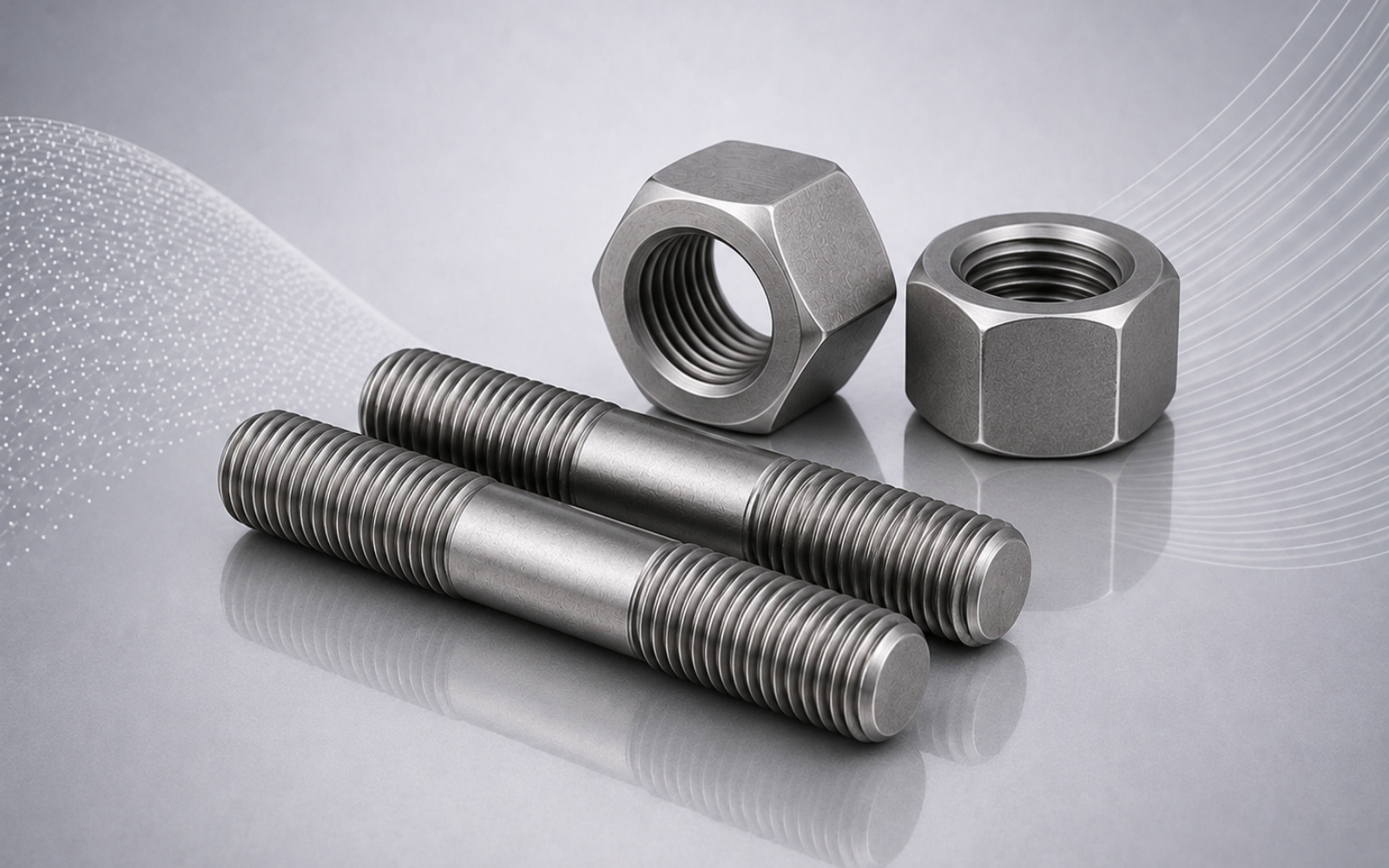 Industrial stud bolts and heavy hex nuts